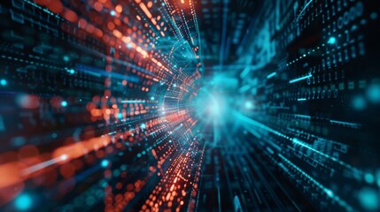 Obraz premium High tech digital background featuring interconnected data streams and modern tech processes