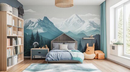 Cozy Mountain-Themed Bedroom
