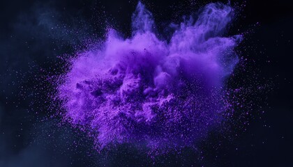 Violet Powder Burst on Dark Deep Purple Dust with 3D Effect