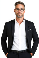 a bussinesman with a casual officce dress, on white background