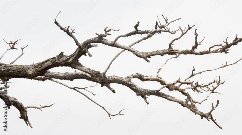 Poster a bird sitting on the top of a tree branch, with leaves and branches surrounding it