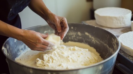 Fototapeta premium Artisan Cheese Making Process