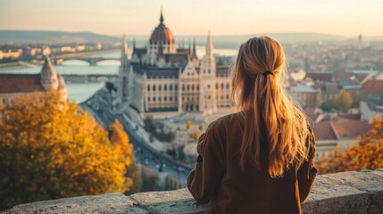 Obraz premium Sunset View of Budapest