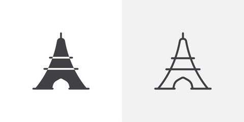 Eifell tower icon flat and simple set design
