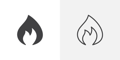 Fire icon flat and simple set design
