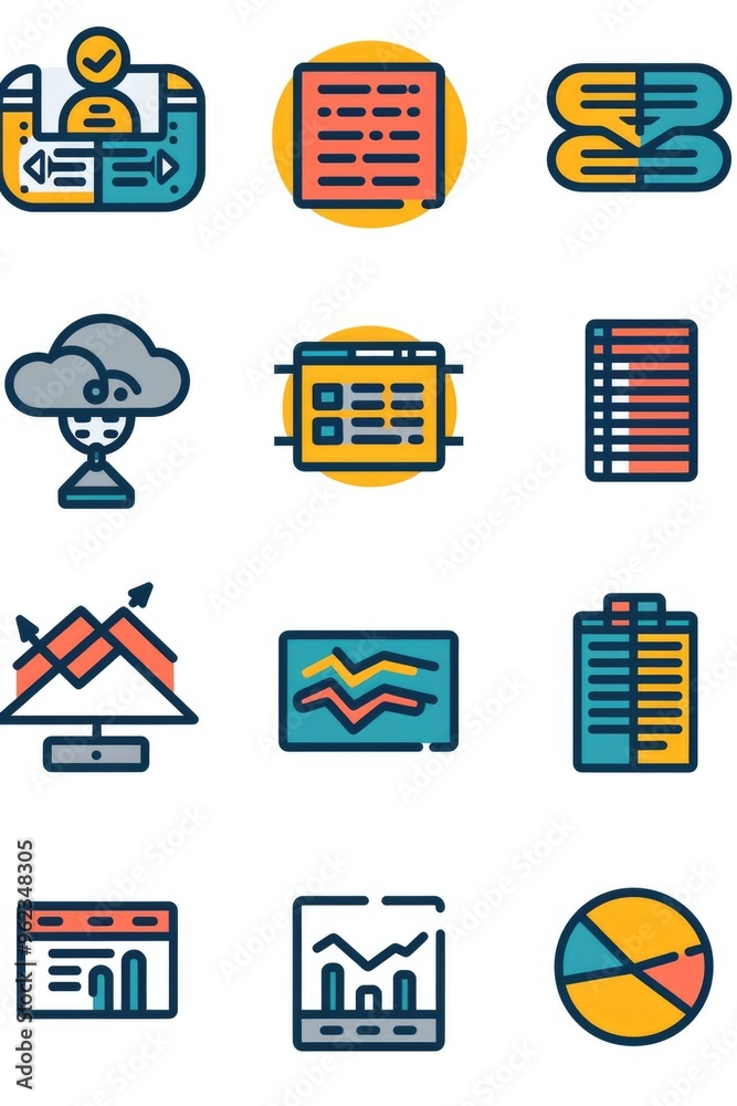 Poster set of icons related to business and finance concepts