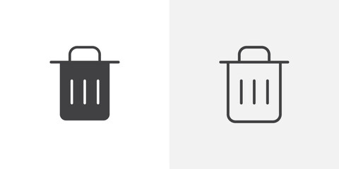 Trash icon flat and simple set design
