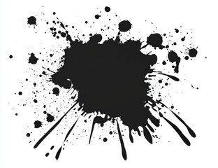 Fototapeta premium Vector illustration of black paint splatters on white background, digital art.
