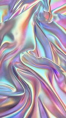 Fototapeta premium Iridescent satin background with wavy folds, creating an elegant and luxurious feel