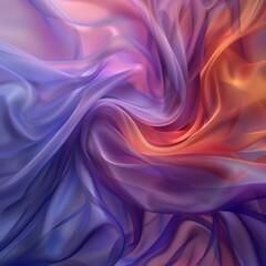 Obraz premium Abstract close-up of swirling silk fabric in vibrant purple and orange tones. The interplay of colors and the smooth, flowing texture create a dynamic and luxurious feel, ideal for creative designs