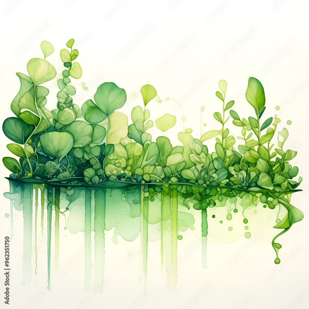 Poster background with green leaves