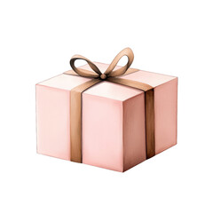 Obraz premium A beautifully wrapped gift box with a soft pink color and an elegant ribbon, perfect for any special occasion. watercolor style