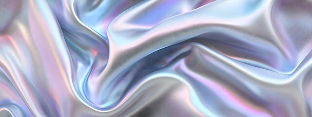 Obraz premium Iridescent satin background with wavy folds, creating an elegant and luxurious feel