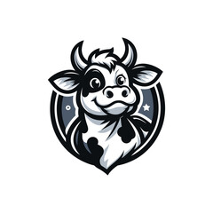 Cow head mascot logo design vector template. Cow head logo design.
