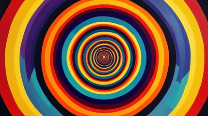 Vibrant concentric circles of various colors create an eye-catching abstract pattern evoking depth and dynamic energy