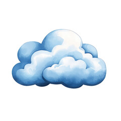 A soft, fluffy cloud illustration in shades of blue, perfect for use in designs related to weather, nature, or tranquility. watercolor style