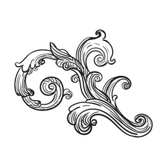 Drawing vintage element baroque style vector isolated illustration