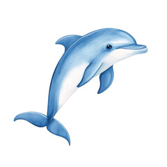 Obraz premium A vibrant, artistic illustration of a playful dolphin swimming gracefully in the ocean blue. watercolor style