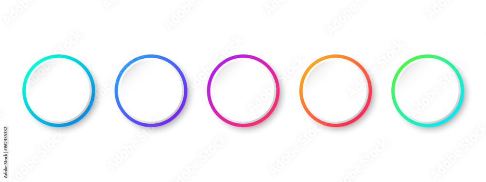 Poster set of colored circles for design, circles with shadows in different colors. isolated on white backg