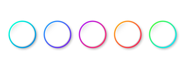 set of colored circles for design, circles with shadows in different colors. isolated on white background, vector illustration