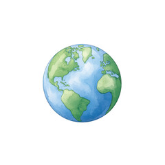 Fototapeta premium A vibrant watercolor illustration of Earth showcasing continents and oceans, perfect for environmental themes and global awareness. watercolor style
