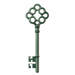 Obraz premium A vintage green key with ornate design, perfect for representing security, access, and mystery. watercolor style