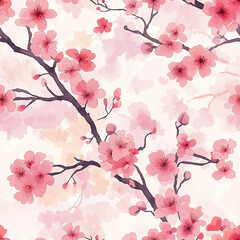 Fototapeta premium Seamless sakura - cherry blossom background, watercolor