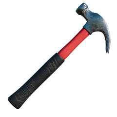 3d render tool hammer red black with transparent background