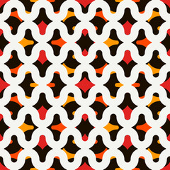 Paseo abstract ornament. Ethnic and tribal pattern. Mosaic tiles. African style seamless surface design. Repeated geometric figures wallpaper. Bright digital paper, textile print. Vector illustration