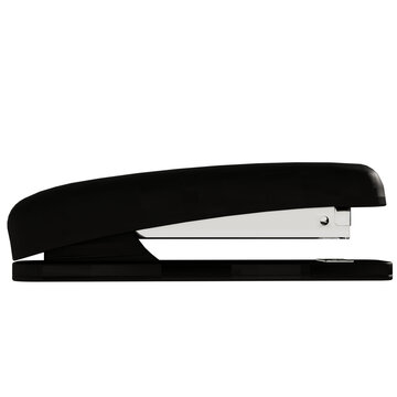 3d render black office stapler with transparent background