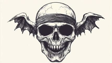 Obraz premium Vintage monochrome demon skull with blindfold