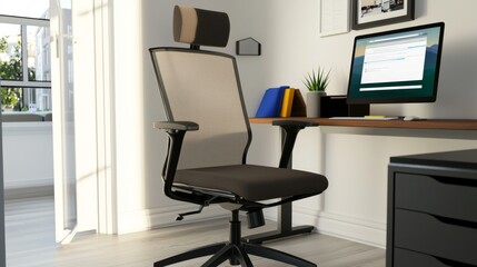Modern Office Chair with Headrest and Mesh Back