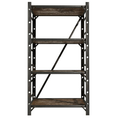 3d render metal cabinet with shelves with transparent background