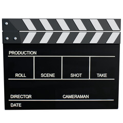 3d render clapperboard movie with transparent background