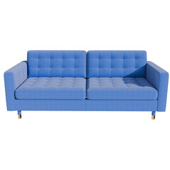 3d render blue sofa home decor with transparent background