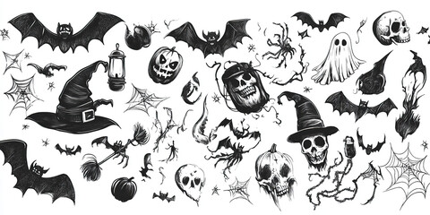 Naklejka premium Halloween Doodle Collection: Spooky and Playful