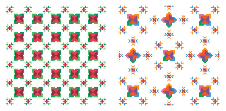 Indian Punjabi embroidery Phulkari Pattern, Indian Kurtis Digital Print, Design. Geometric Pattern. Phulkari In Pakistan and Digital designed motif and kalamkari design, Textile Clothing