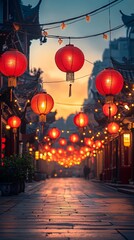Chinese traditional background with paper lanterns 