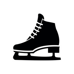 ice skates icon, figure skates symbol, ice skating sign, flat black filled vector illustration