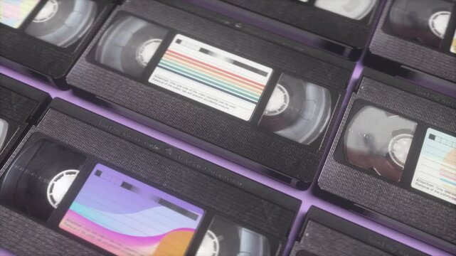 Old retro video cassette tapes vhs with a vintage films look and feel. Loop motion background
