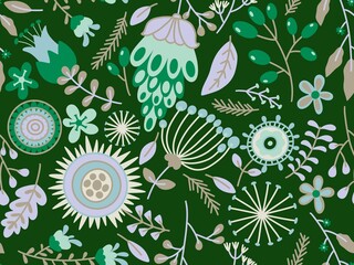 Simple floral seamless pattern with flowers for fabrics and cards and linens