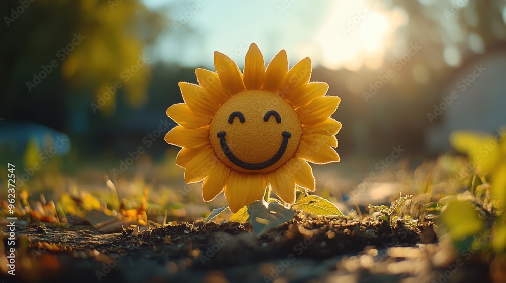 Sticker sunflower in the field