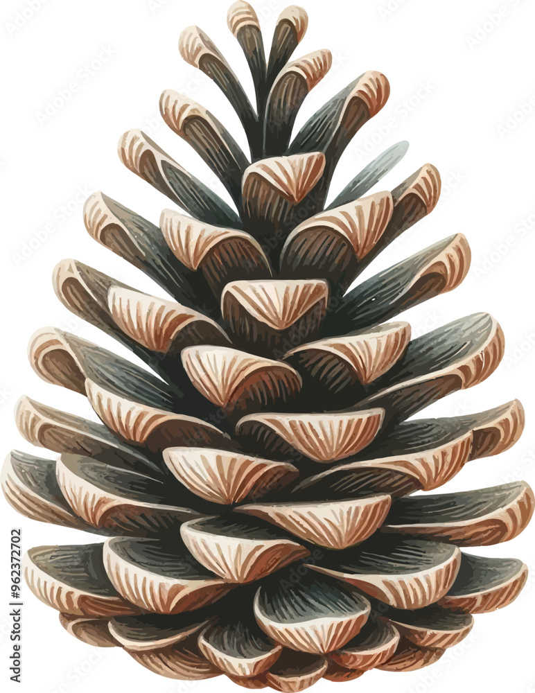 Fototapete Pine cone vector icon.Christmas tree with green pine cone branches isolated on white baqckground. Fir tree branches with cones.
