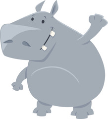 funny cartoon hippo wild animal character