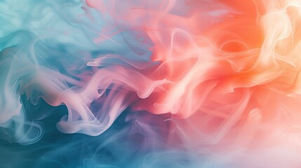 Obraz premium Abstract background with soft blue, orange, and white smoke-like patterns.