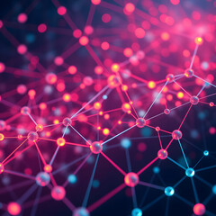 Colorful network of interconnected nodes and lines in a digital setting