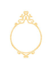 Neon vertical frame in Thai style yellow and orange glowing color raster illustration for design, printing and web