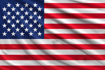 Fototapeta premium The vibrant colors of the American flag flutter in the wind, showcasing its iconic stars and stripes.
