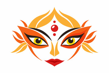 Durga eyes vector logo, simple flat design.  Durga Eyes and Hindu Goddess Faces Vector Illustration - Durga Ma, Kali Ma, Tara Ma, Joy Ma Silhouette Line Art