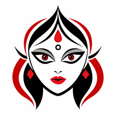 Durga eyes vector logo, simple flat design.  Durga Eyes and Hindu Goddess Faces Vector Illustration - Durga Ma, Kali Ma, Tara Ma, Joy Ma Silhouette Line Art